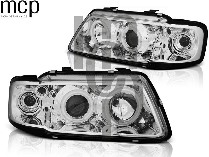 CCFL Angel Eyes Scheinwerfer Set für Audi A3 8L (08/1996 bis 08/2000) in Chrom