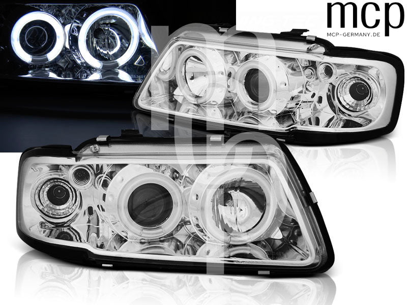 CCFL Angel Eyes Scheinwerfer Set für Audi A3 8L (08/1996 bis 08/2000) in Chrom