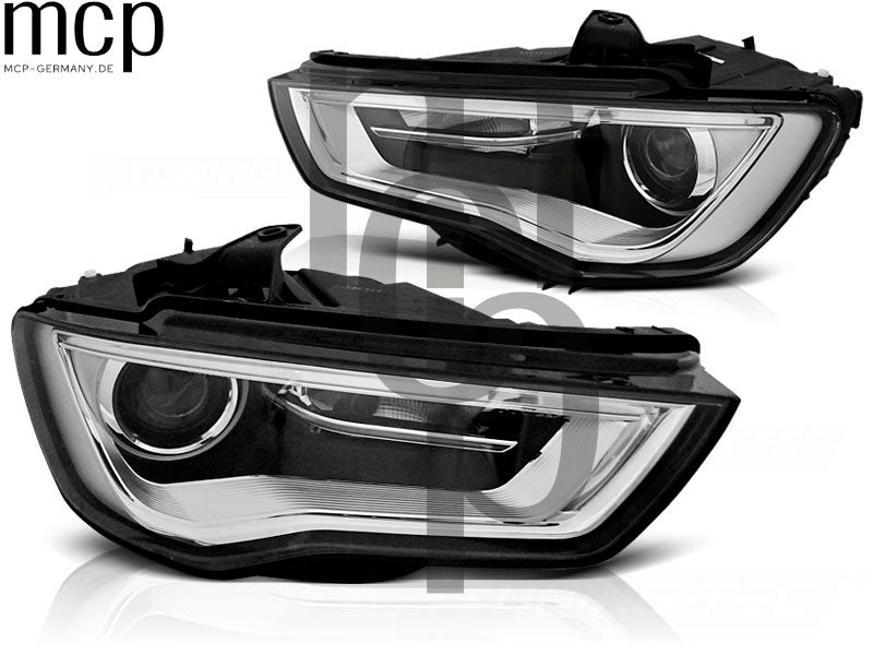 Scheinwerfer Set für Audi A3 8V (2012 bis 2016) mit LED Tagfahrlicht in Schwarz