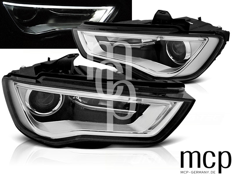 Scheinwerfer Set für Audi A3 8V (2012 bis 2016) mit LED Tagfahrlicht in Schwarz