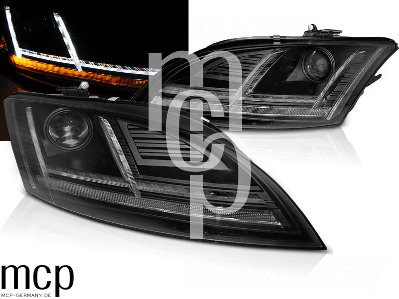 Xenon Scheinwerfer Set für Audi TT 8J (2010 bis 2014) in Schwarz mit LED Tagfahrlicht und dynamischem Blinker