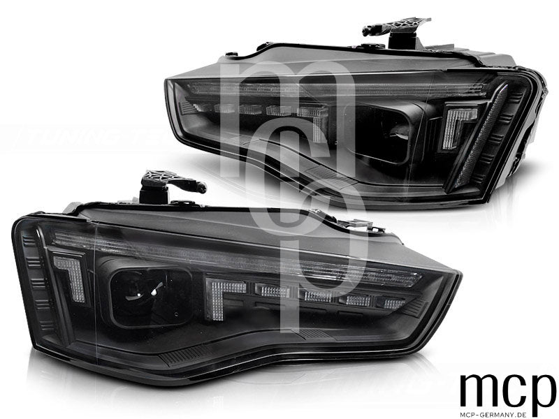 Scheinwerfer Set für Audi A5 (2011 bis 2016) in Schwarz mit LED Tagfahrlicht