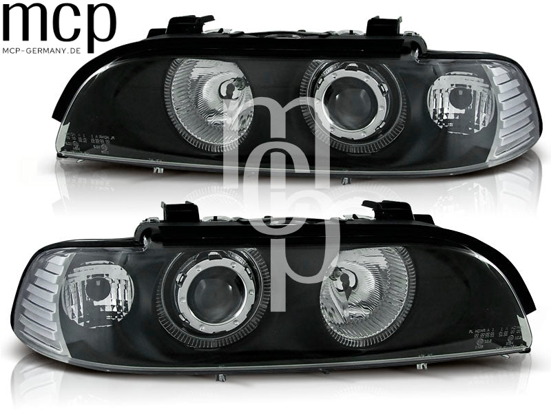 Angel Eyes Scheinwerfer Set für BMW 5er E39 (1995 bis 2003) in Schwarz
