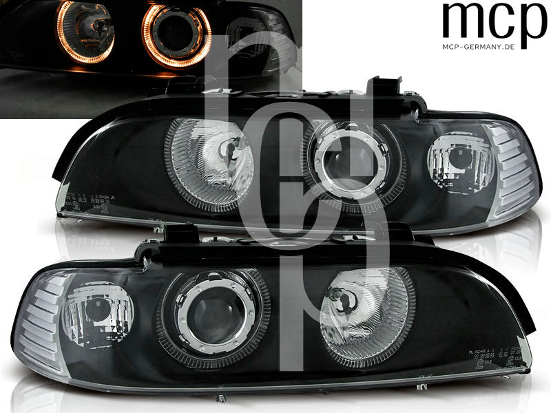 Angel Eyes Scheinwerfer Set für BMW 5er E39 (1995 bis 2003) in Schwarz