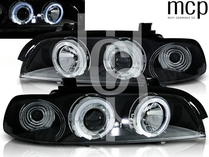 Angel Eyes Scheinwerfer Set für BMW 5er E39 (09/1995 bis 06/2003) in Schwarz