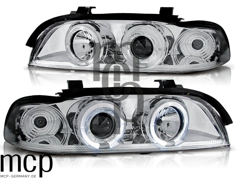 Angel Eyes Scheinwerfer Set für BMW 5er E39 (09/1995 bis 05/2003) in Chrom – Produktansicht