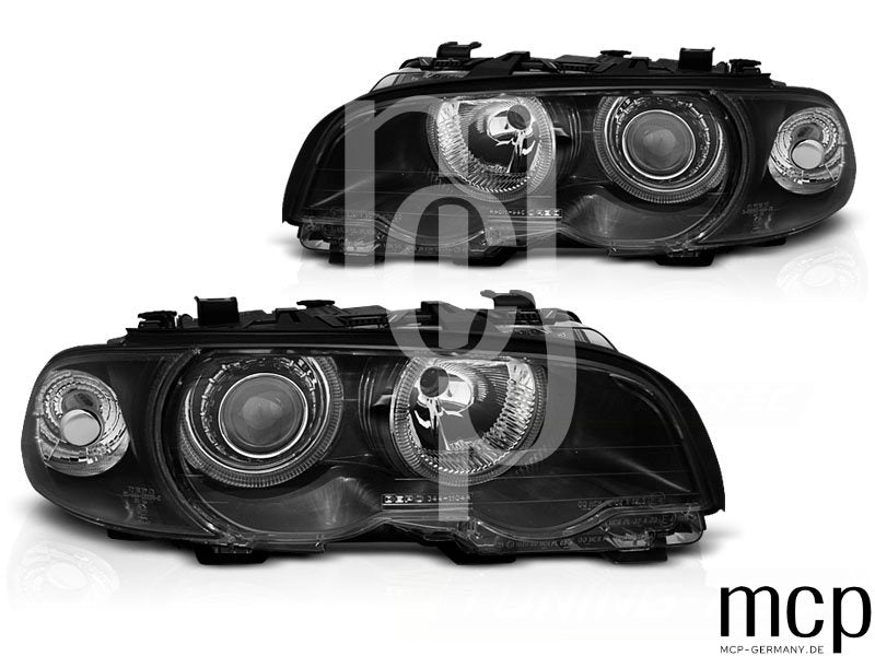 Angel Eyes Scheinwerfer Set für BMW 3er E46 Coupé / Cabrio (04/1999 bis 2003) in Schwarz