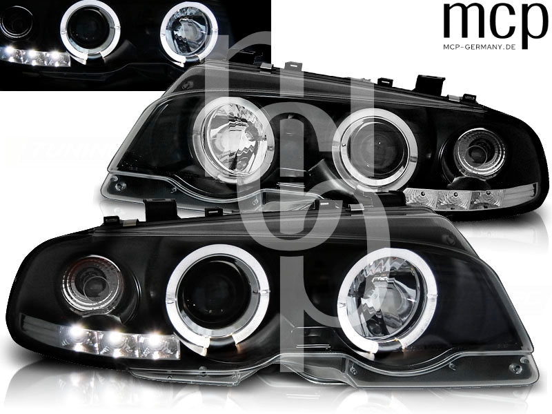 Angel Eyes Scheinwerfer Set für BMW 3er E46 Coupé (1999 bis 2003) in Schwarz