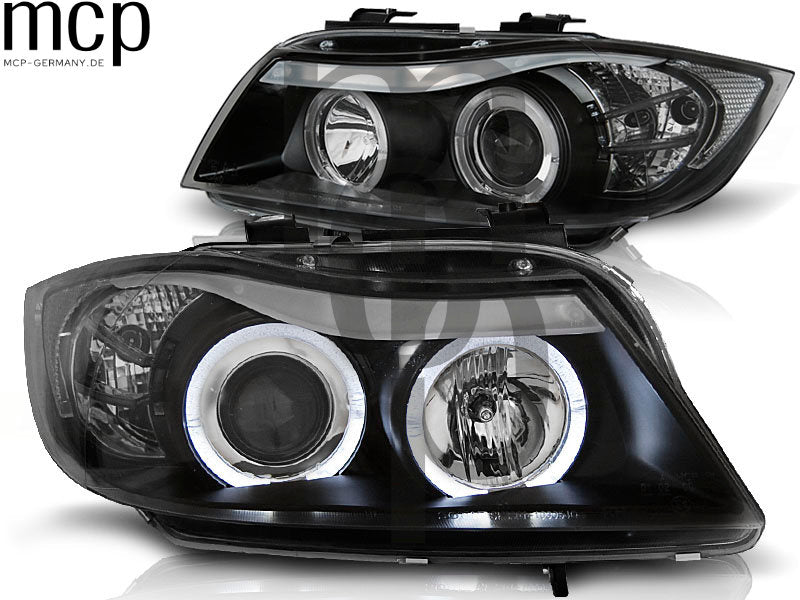 Angel Eyes Scheinwerfer Set für BMW 3er E90/E91 (2005 bis 2008) in Schwarz