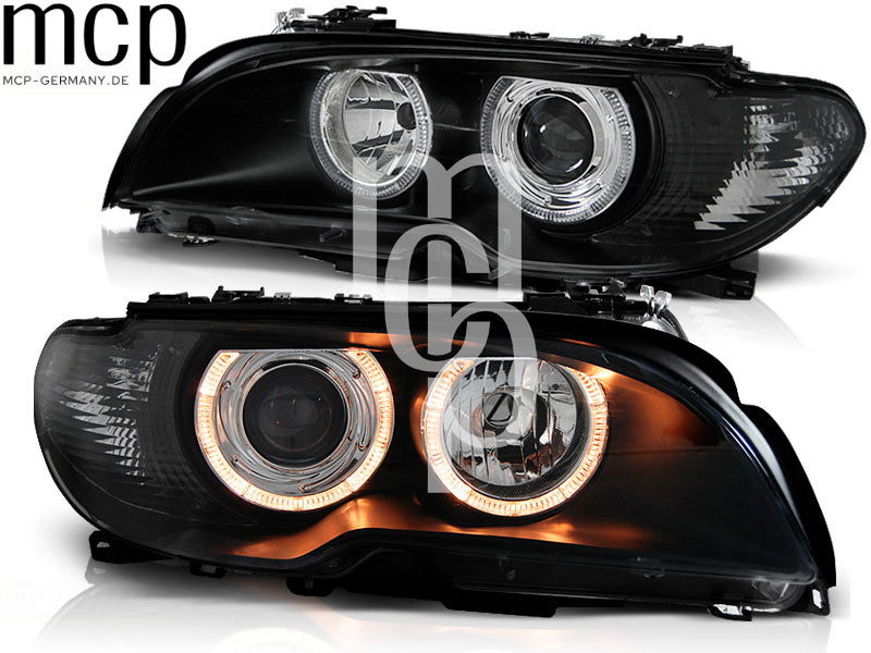 Angel Eyes Scheinwerfer Set für BMW 3er E46 Coupé / Cabrio (04/2003 bis 2006) in Schwarz