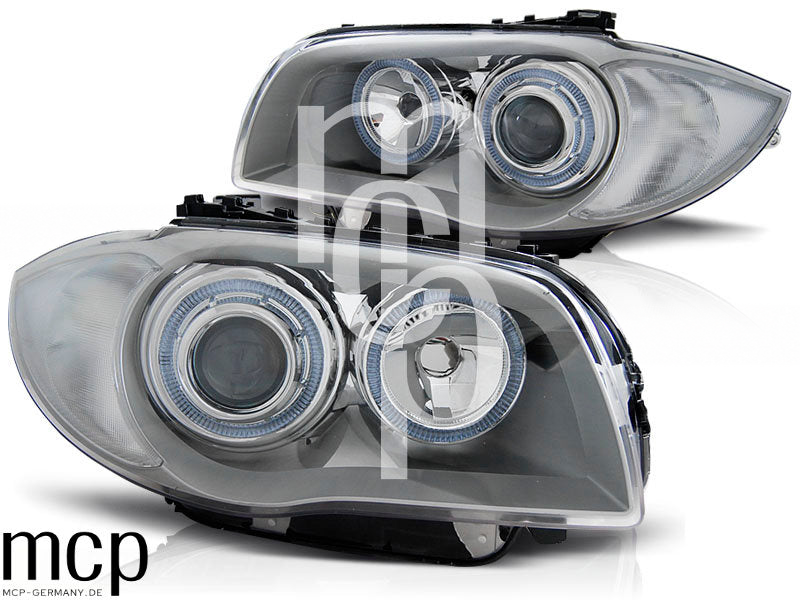 Angel Eyes Scheinwerfer Set für BMW 1er E81/E82/E87/E88 (2004 bis 2011) in Chrom – weitere Produktansicht