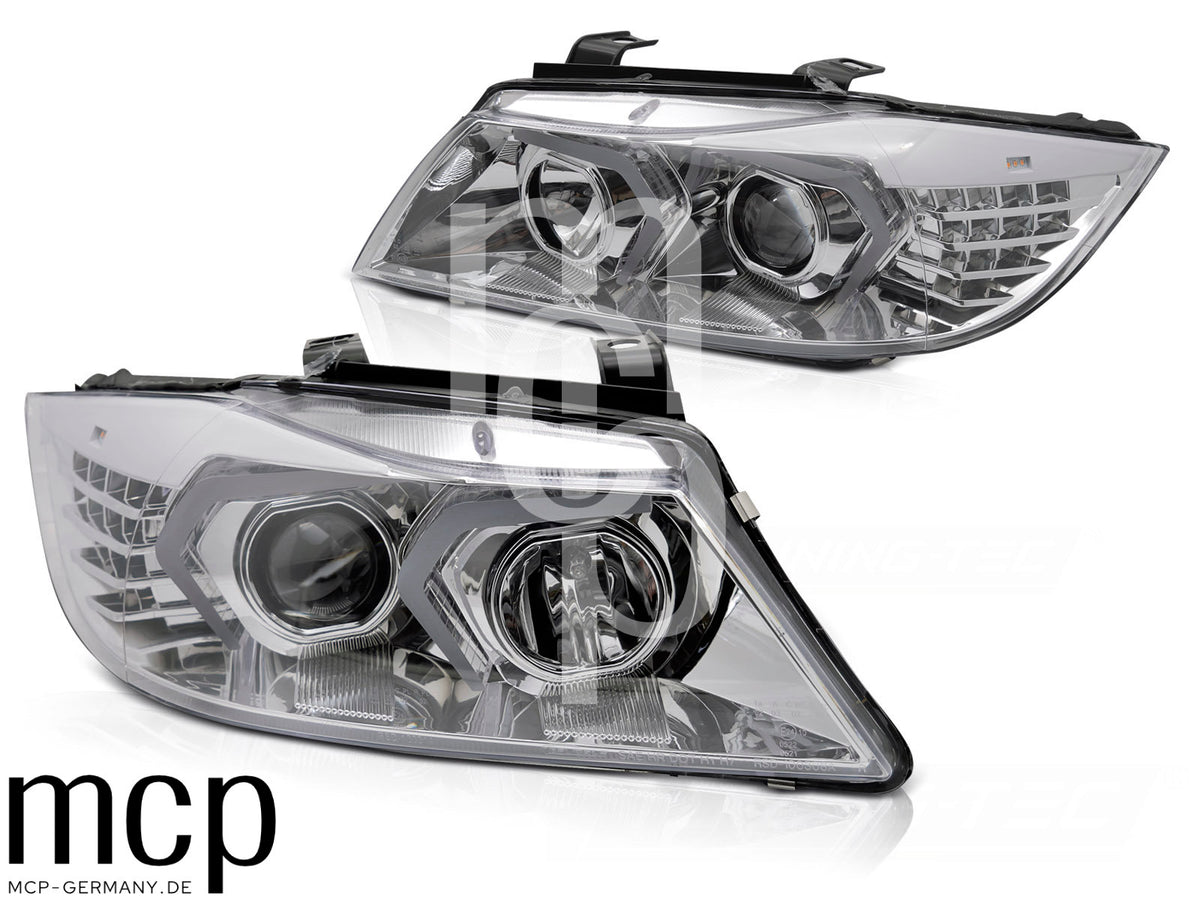Scheinwerfer Set für BMW 3er E90/E91 (2005 bis 2008) in Chrom