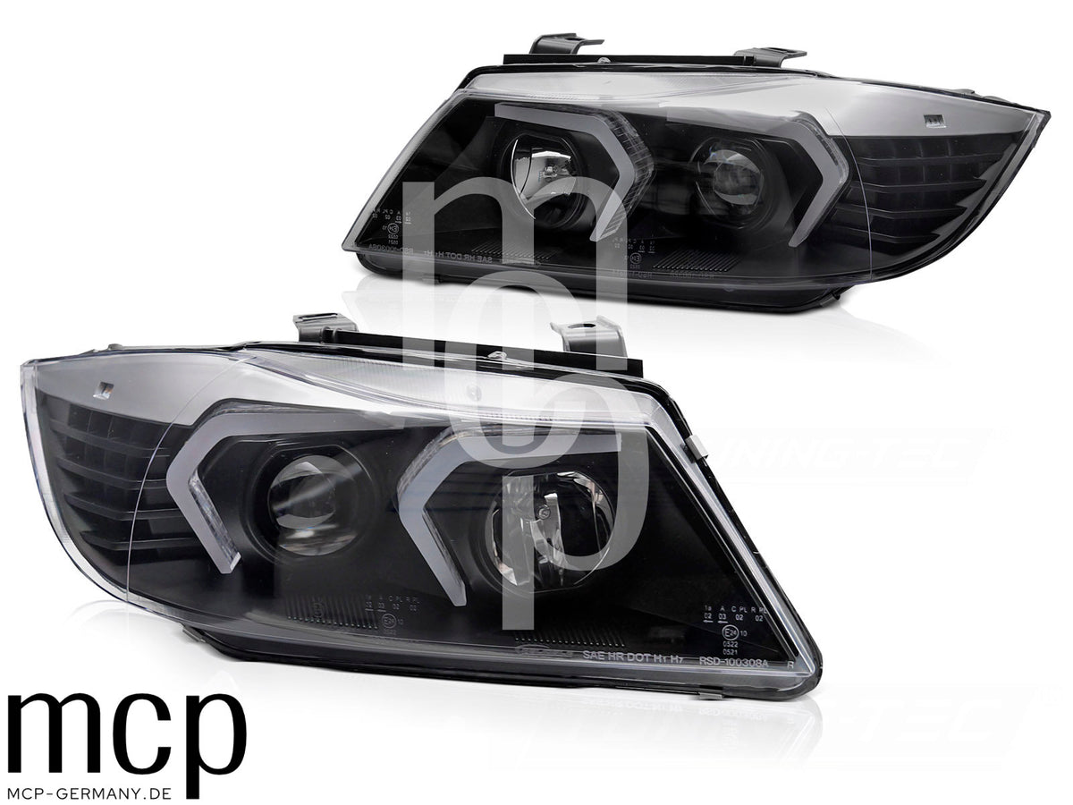 Scheinwerfer Set für BMW 3er E90/E91 (2005 bis 2008) in Schwarz
