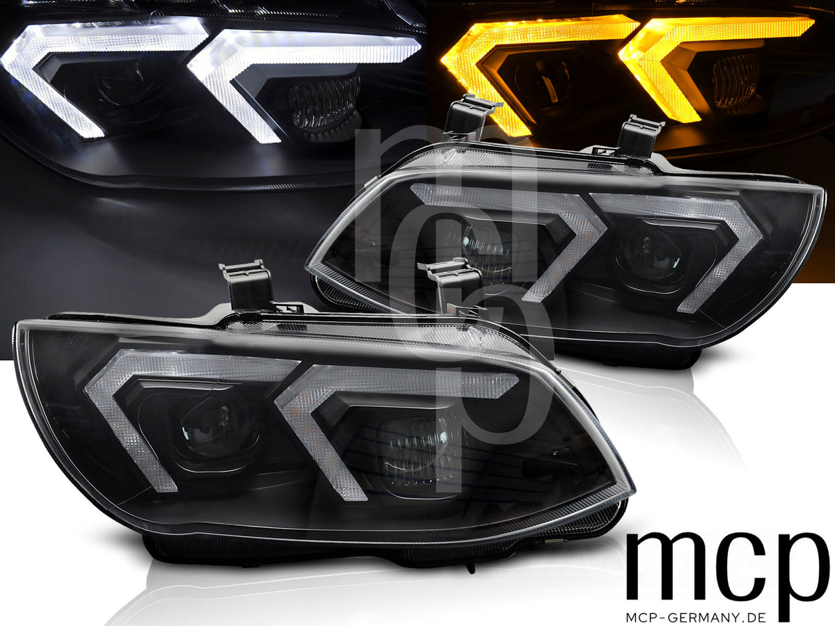 Xenon Scheinwerfer Set für BMW 3er E92/E93 LCI (2010 bis 2013) in Schwarz mit LED Tagfahrlicht