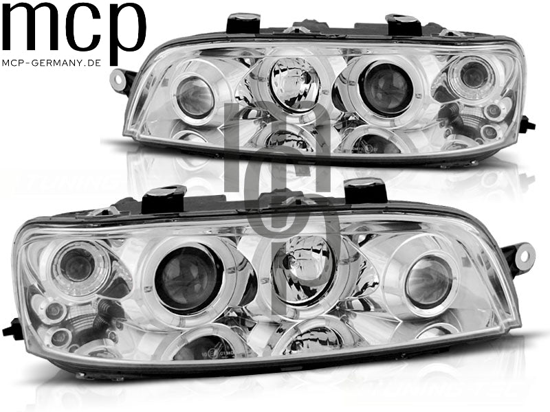 Angel Eyes Scheinwerfer Set für Fiat Punto 2 (10/1999 bis 06/2003) in Chrom