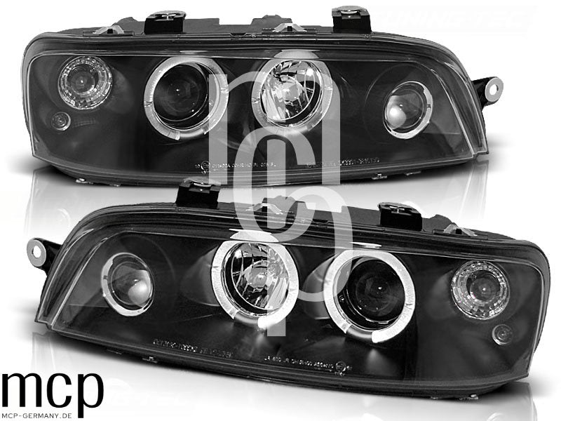 Angel Eyes Scheinwerfer Set für Fiat Punto II (1999 bis 2003) in Schwarz