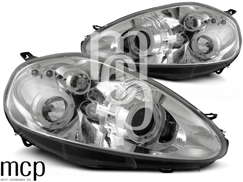 Angel Eyes Scheinwerfer Set für Fiat Grande Punto (09/2005 bis 2008) in Chrom