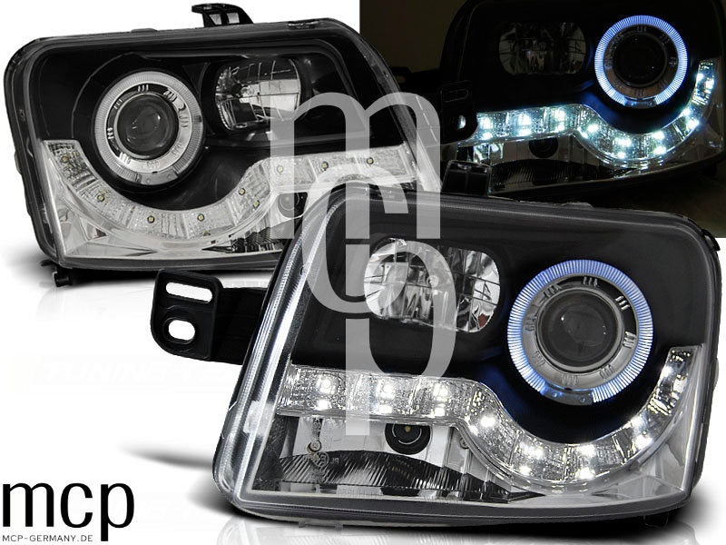 Scheinwerfer Set für Fiat Panda (2003 bis 2012) in Schwarz