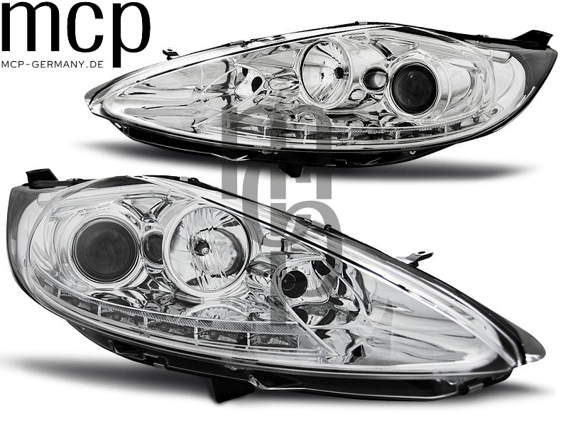 Scheinwerfer Set für Ford Fiesta MK7 (08/2008 bis 09/2012) in Chrom – Produktansicht