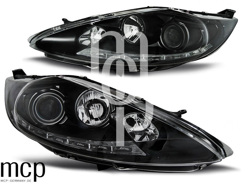 Scheinwerfer Set für Ford Fiesta MK7 (2008 bis 2012) in Schwarz – Produktansicht