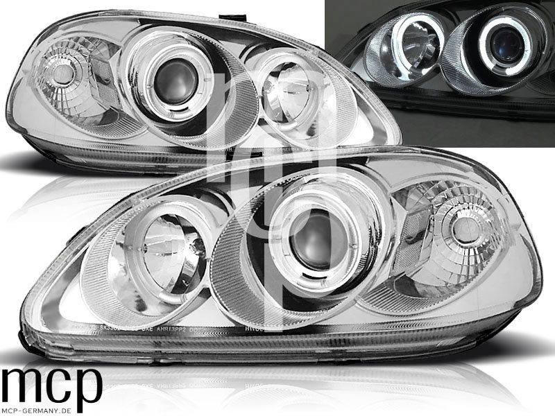 Angel Eyes Scheinwerfer Set für Honda Civic 2D/3D/4D (09/1995 bis 02/1999) in Chrom – LPHO04 – Titelmotiv