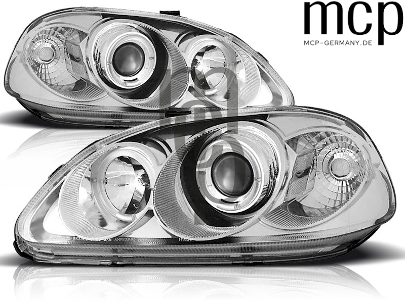 Angel Eyes Scheinwerfer Set für Honda Civic 2D/3D/4D (09/1995 bis 02/1999) in Chrom – LPHO04 – Produktansicht