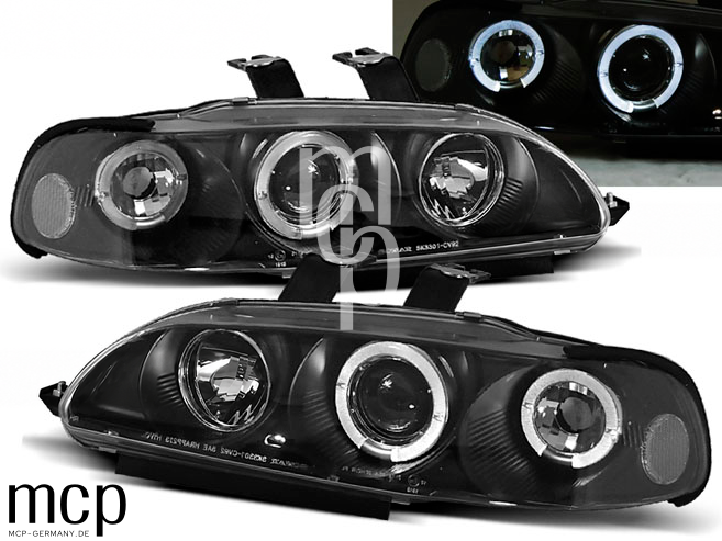 Angel Eyes Scheinwerfer Set für Honda Civic 4D (09/1991 bis 08/1995) in Schwarz – LPHO12 – Leuchtfunktion Angel Eyes