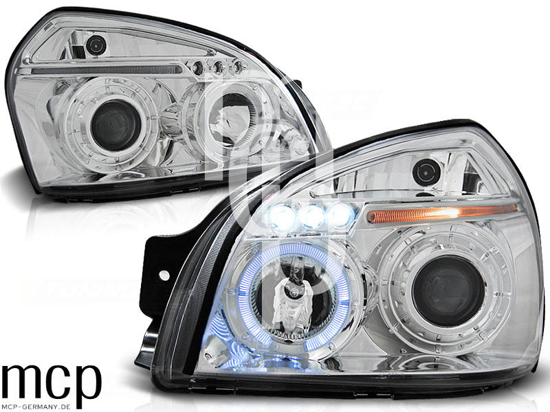 Angel Eyes Scheinwerfer Set für Hyundai Tucson (07/2004 bis 2010) in Chrom