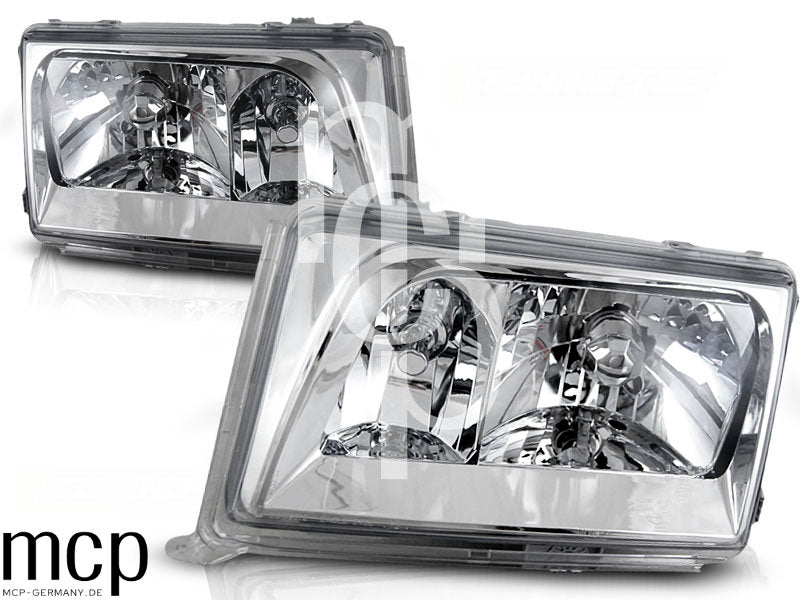 Klarglas Scheinwerfer Set für Mercedes Benz E-Klasse W124 (01/1985 bis 04/1993) in Chrom