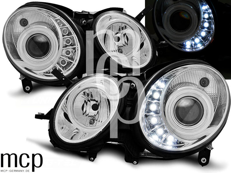 Scheinwerfer Set für Mercedes W211 E-Klasse (03/2002 bis 04/2006) in Chrom