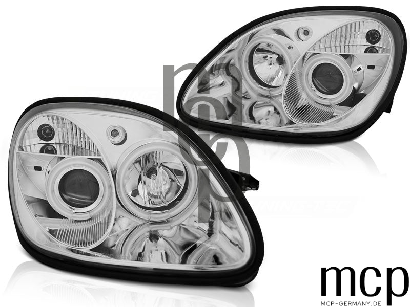 CCFL Angel Eyes Scheinwerfer Set für Mercedes R170 SLK (04/1996 bis 2004) in Chrom