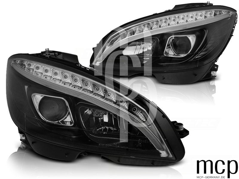 Scheinwerfer Set für Mercedes W204 (2007 bis 2010) in Schwarz