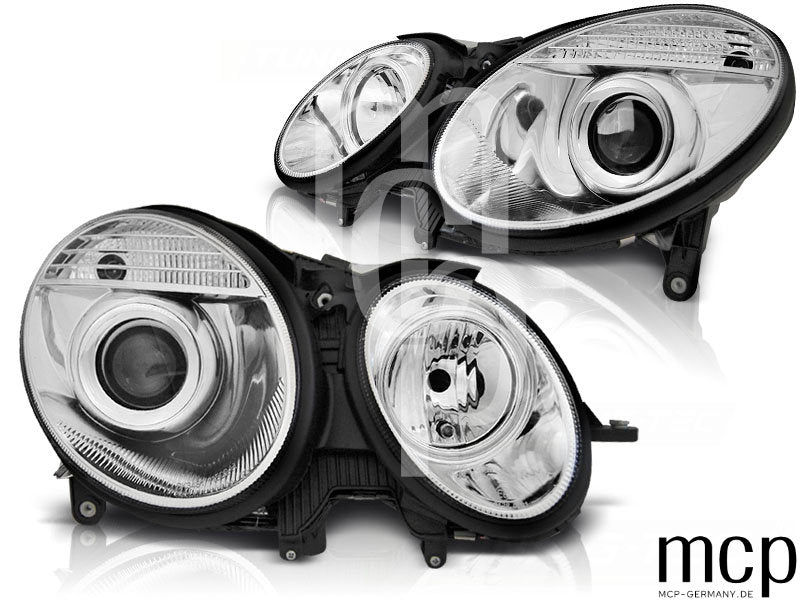 Scheinwerfer Set für Mercedes W211 E-Klasse (05/2006 bis 2009) in Chrom