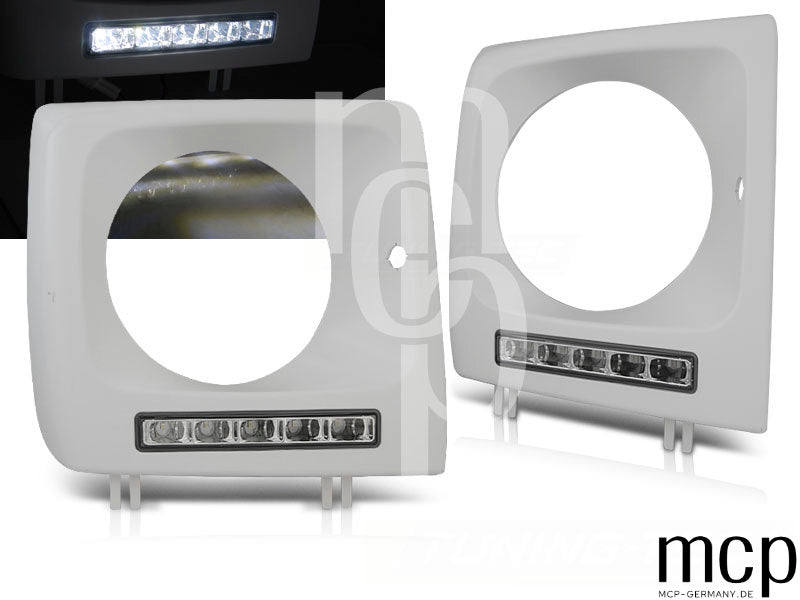Scheinwerferrahmen Set für Mercedes W461,W463 (2001 bis 2012) unlackiert mit LED Tagfahrlicht