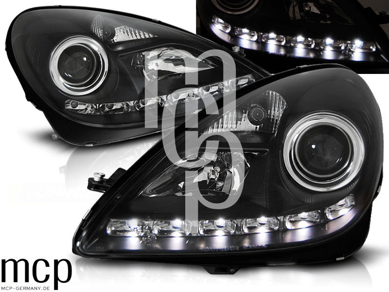 Xenon Scheinwerfer Set für Mercedes R171 SLK (2004 bis 2011) in Schwarz