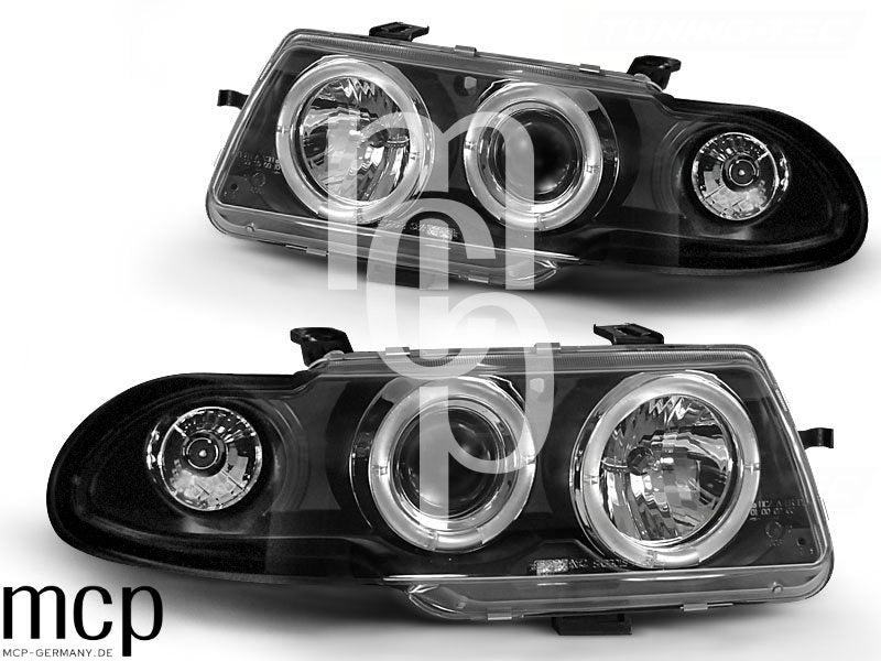 Angel Eyes Scheinwerfer Set für Opel Astra F (09/1994 bis 08/1997) in Schwarz