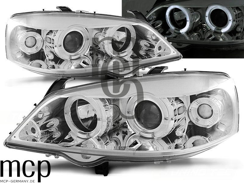 Angel Eyes Scheinwerfer Set für Opel Astra G (09/1997 bis 02/2004) in Chrom