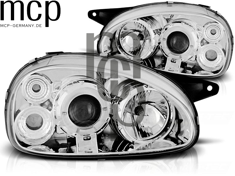 Angel Eyes Scheinwerfer Set für Opel Corsa B (02/1993 bis 10/2000) in Chrom
