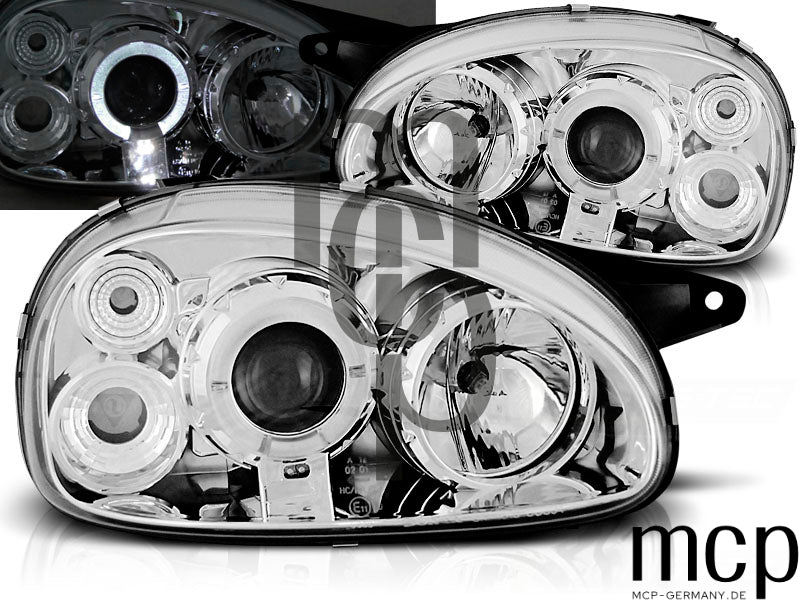 Angel Eyes Scheinwerfer Set für Opel Corsa B (02/1993 bis 10/2000) in Chrom