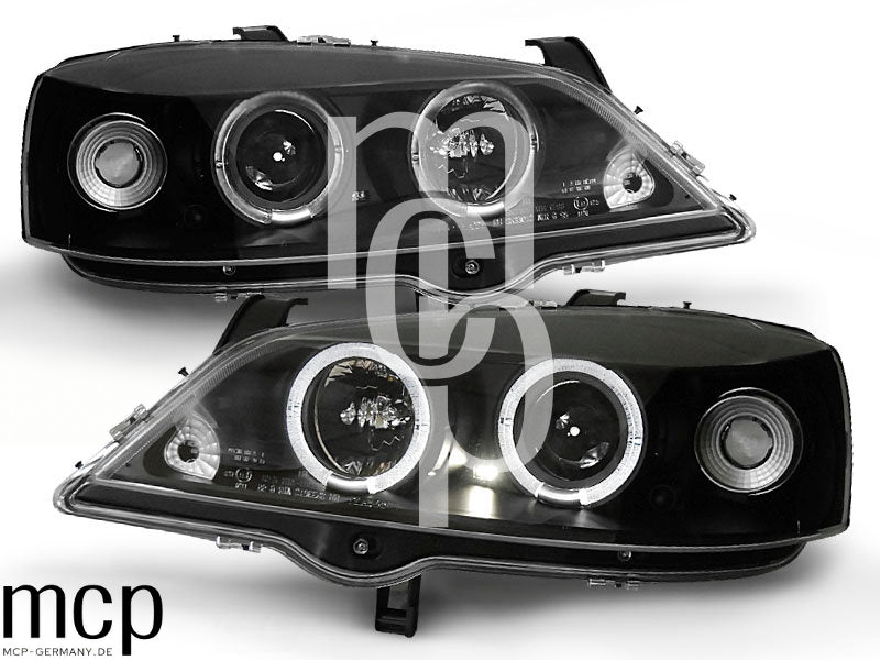 Angel Eyes Scheinwerfer Set für Opel Astra G (09/1997 bis 02/2004) in Schwarz – Scheinwerferpaar