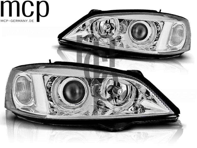 Angel Eyes Scheinwerfer Set für Opel Astra G (09/1997 bis 02/2004) in Chrom