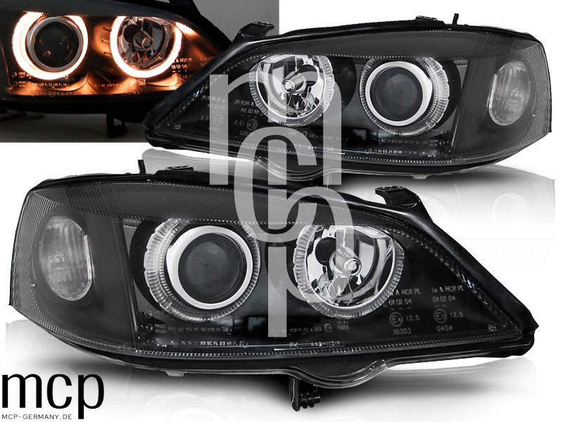 Angel Eyes Scheinwerfer Set für Opel Astra G (09/1997 bis 02/2004) in Schwarz