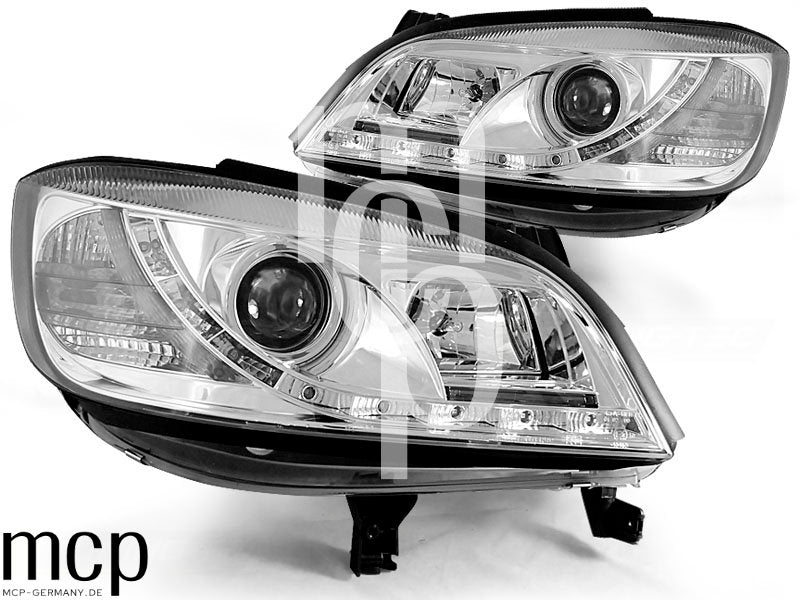 Scheinwerfer Set für Opel Zafira (04/1999 bis 06/2005) in Chrom mit LED Standlicht