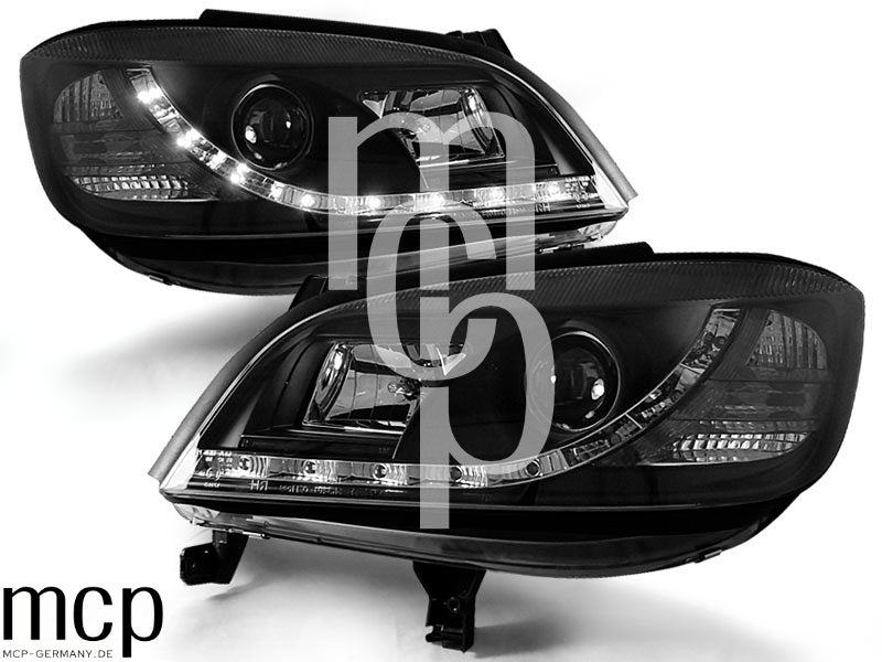Scheinwerfer Set für Opel Zafira (04/1999 bis 06/2005) in Schwarz mit LED Standlicht – Hauptansicht