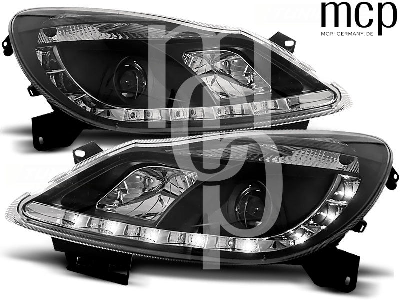 LED Tagfahrlicht Scheinwerfer Set für Opel Corsa D (04/2006 bis 2011) in Schwarz