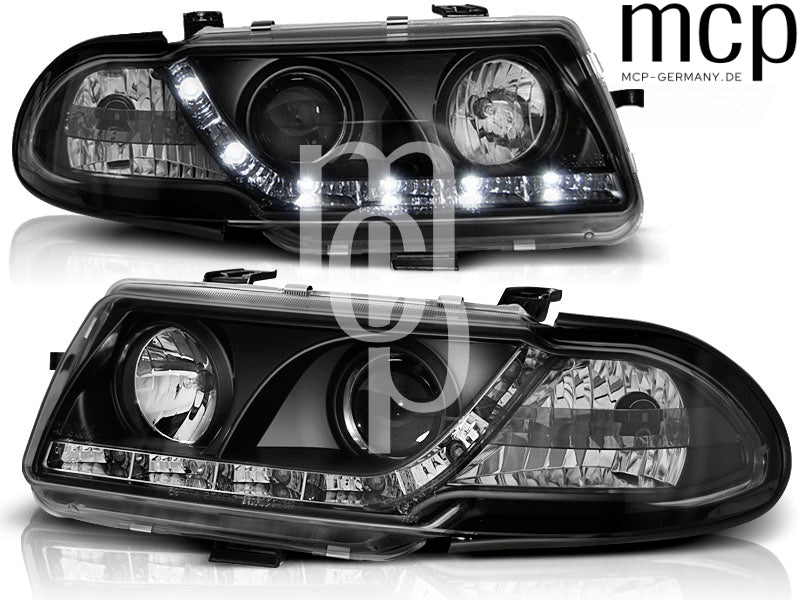 LED Tagfahrlicht Scheinwerfer Set für Opel Astra F (09/1991 bis 08/1994) in Schwarz