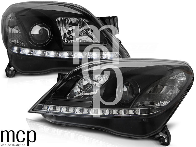 LED Tagfahrlicht Scheinwerfer Set für Opel Astra H (03/2004 bis 2009) in Schwarz
