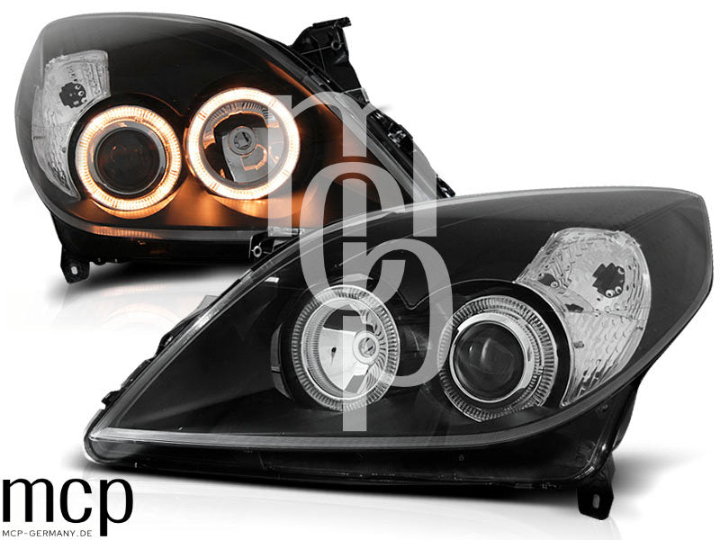 Angel Eyes Scheinwerfer Set für Opel Vectra C (09/2005 bis 2008) in Schwarz