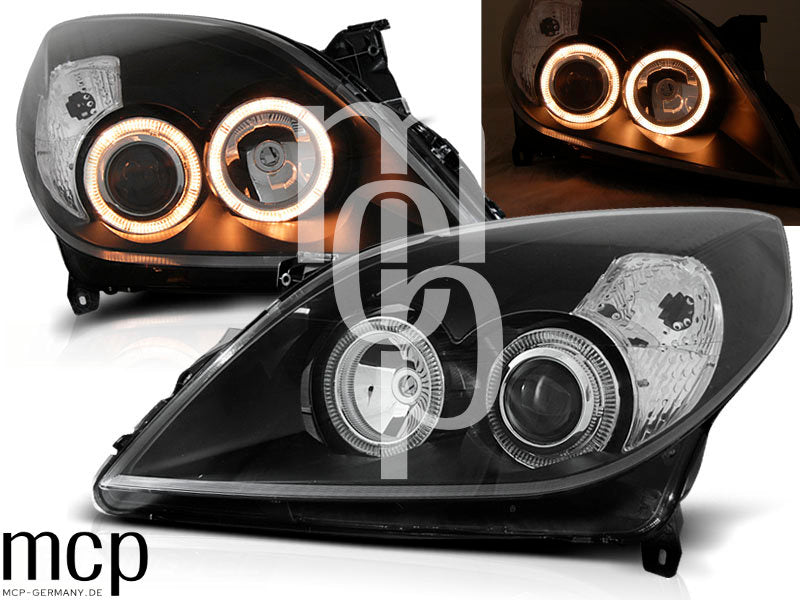 Angel Eyes Scheinwerfer Set für Opel Vectra C (09/2005 bis 2008) in Schwarz