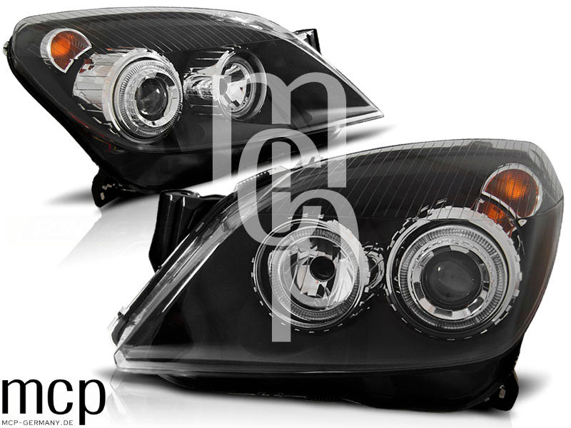 Angel Eyes Scheinwerfer Set für Opel Astra H (03/2004 bis 2009) in Schwarz